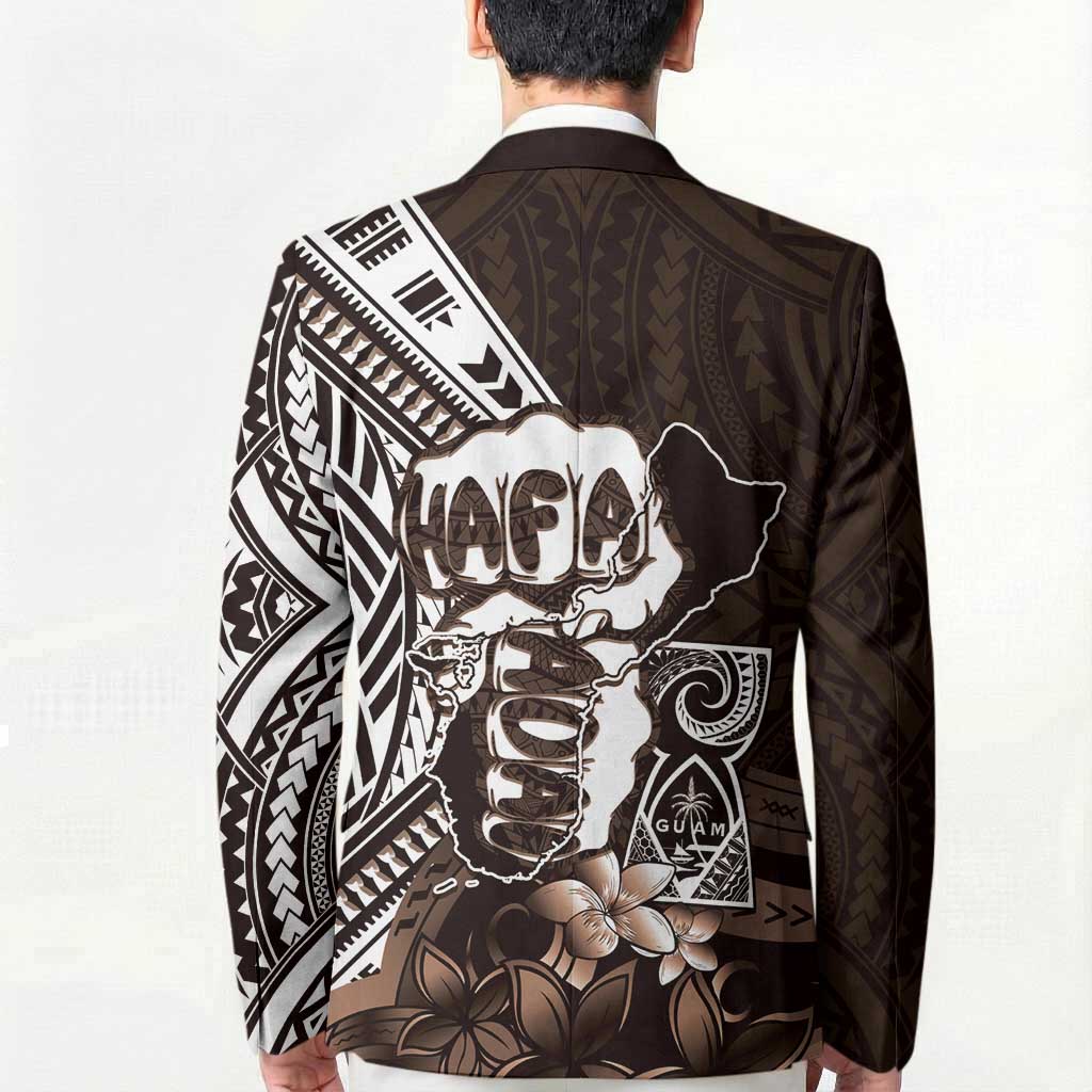 Hafa Adai Guam Discovery Day Blazer Chamorro Latte Stone Hand Brown Version