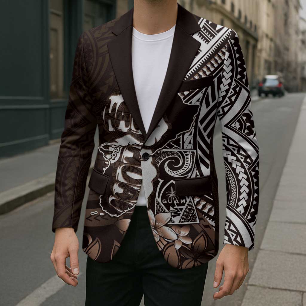 Hafa Adai Guam Discovery Day Blazer Chamorro Latte Stone Hand Brown Version