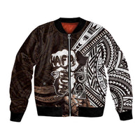 Hafa Adai Guam Discovery Day Bomber Jacket Chamorro Latte Stone Hand Brown Version