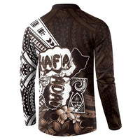 Hafa Adai Guam Discovery Day Button Sweatshirt Chamorro Latte Stone Hand Brown Version