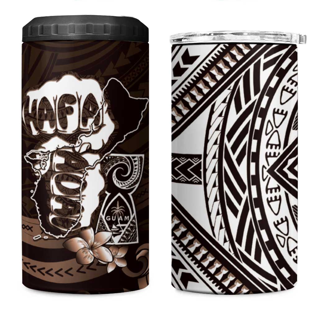 Hafa Adai Guam Discovery Day 4 in 1 Can Cooler Tumbler Chamorro Latte Stone Hand Brown Version LT14 One Size: 16 oz Brown - Polynesian Pride