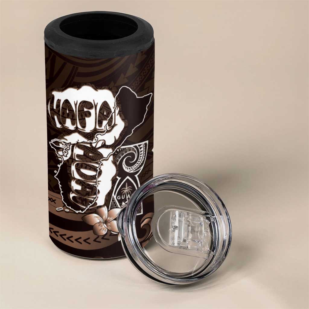 Hafa Adai Guam Discovery Day 4 in 1 Can Cooler Tumbler Chamorro Latte Stone Hand Brown Version LT14 - Polynesian Pride