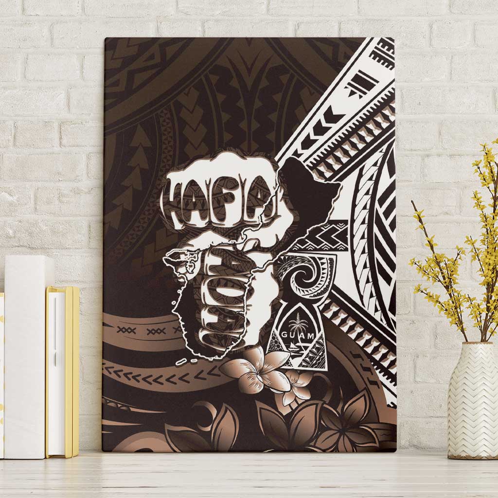 Hafa Adai Guam Discovery Day Canvas Wall Art Chamorro Latte Stone Hand Brown Version