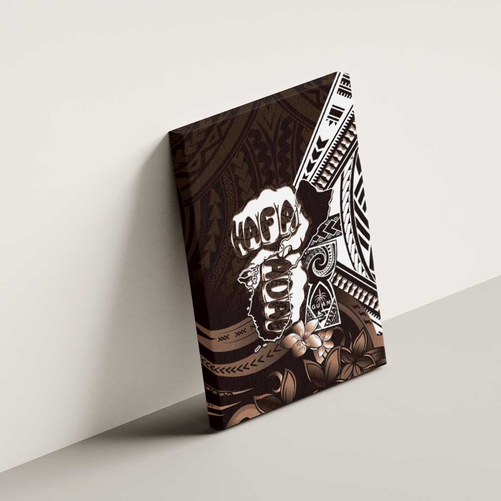 Hafa Adai Guam Discovery Day Canvas Wall Art Chamorro Latte Stone Hand Brown Version