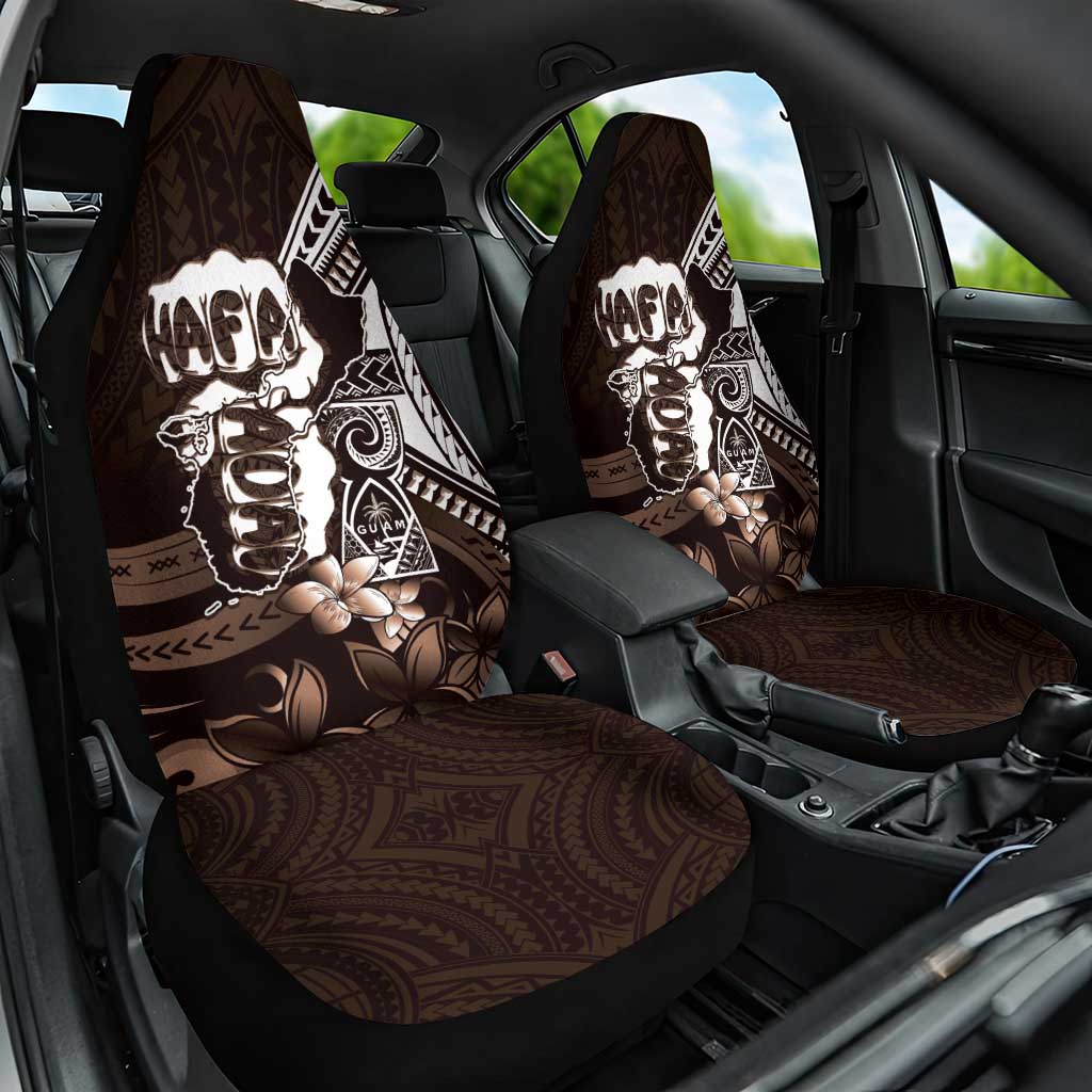 Hafa Adai Guam Discovery Day Car Seat Cover Chamorro Latte Stone Hand Brown Version