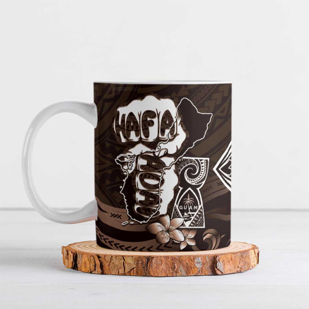 Hafa Adai Guam Discovery Day Ceramic Mug Chamorro Latte Stone Hand Brown Version