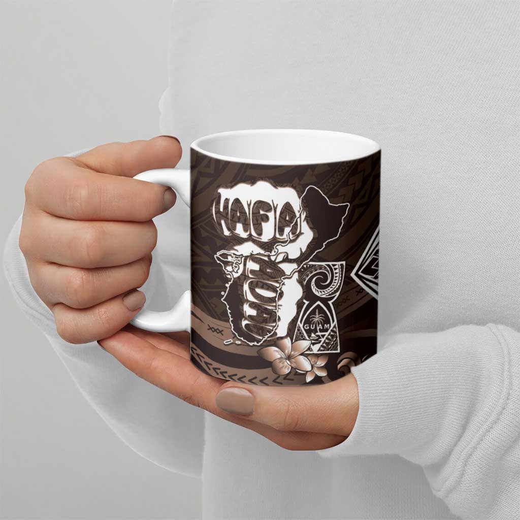 Hafa Adai Guam Discovery Day Ceramic Mug Chamorro Latte Stone Hand Brown Version LT14 - Polynesian Pride