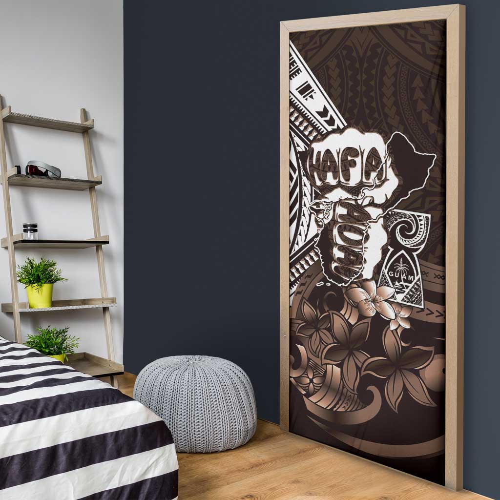 Hafa Adai Guam Discovery Day Door Cover Chamorro Latte Stone Hand Brown Version