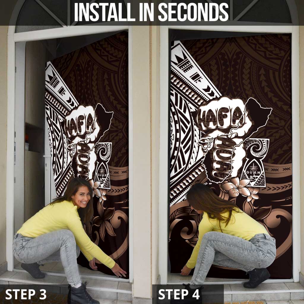 Hafa Adai Guam Discovery Day Door Cover Chamorro Latte Stone Hand Brown Version