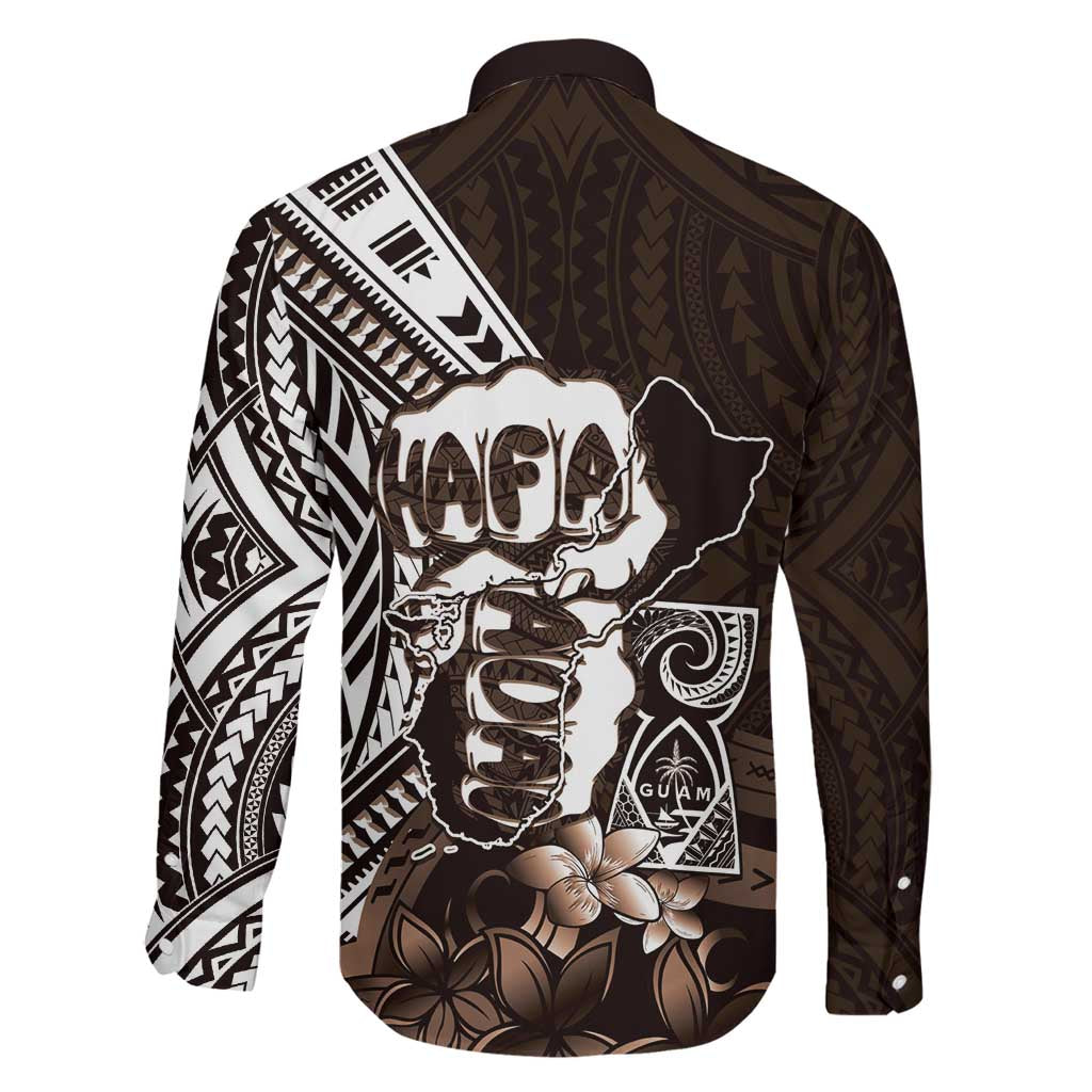 Hafa Adai Guam Discovery Day Family Matching Off Shoulder Maxi Dress and Hawaiian Shirt Chamorro Latte Stone Hand Brown Version LT14 - Polynesian Pride