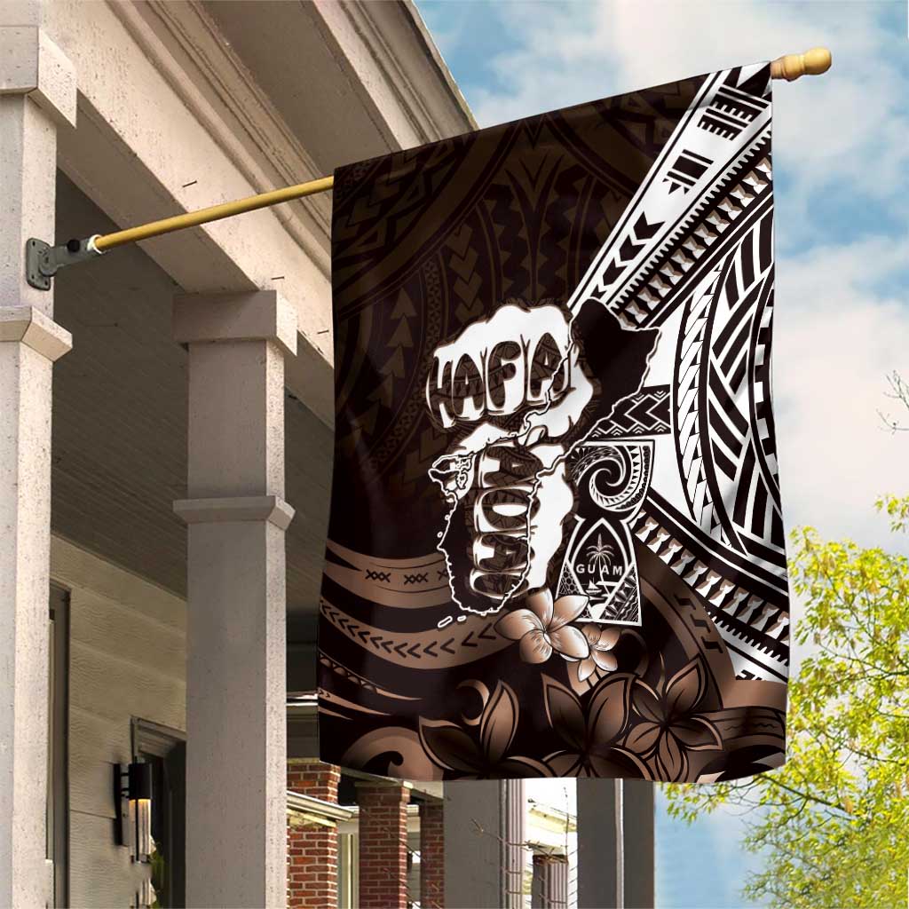 Hafa Adai Guam Discovery Day Garden Flag Chamorro Latte Stone Hand Brown Version