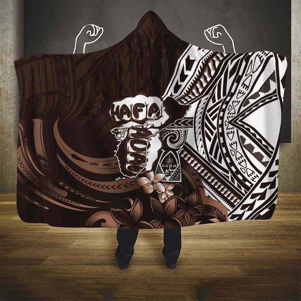 Hafa Adai Guam Discovery Day Hooded Blanket Chamorro Latte Stone Hand Brown Version