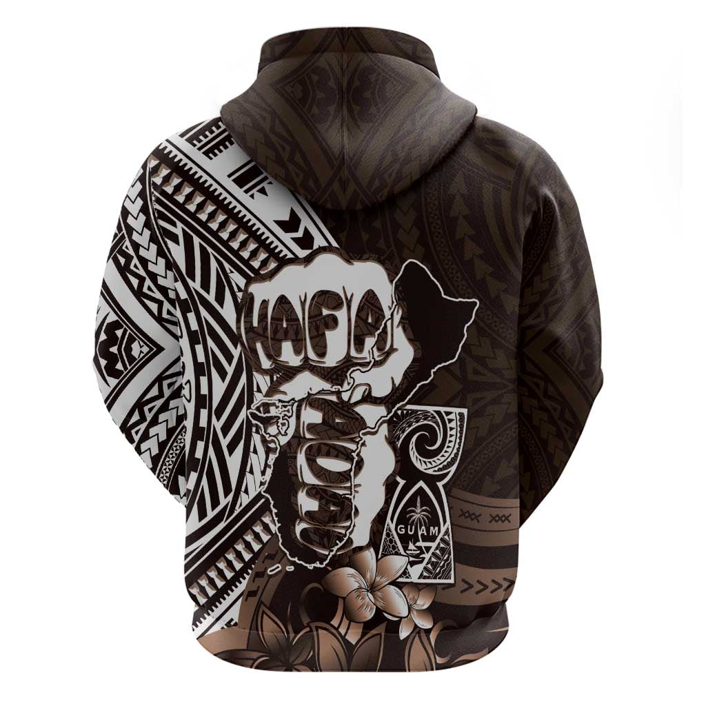 Hafa Adai Guam Discovery Day Hoodie Chamorro Latte Stone Hand Brown Version