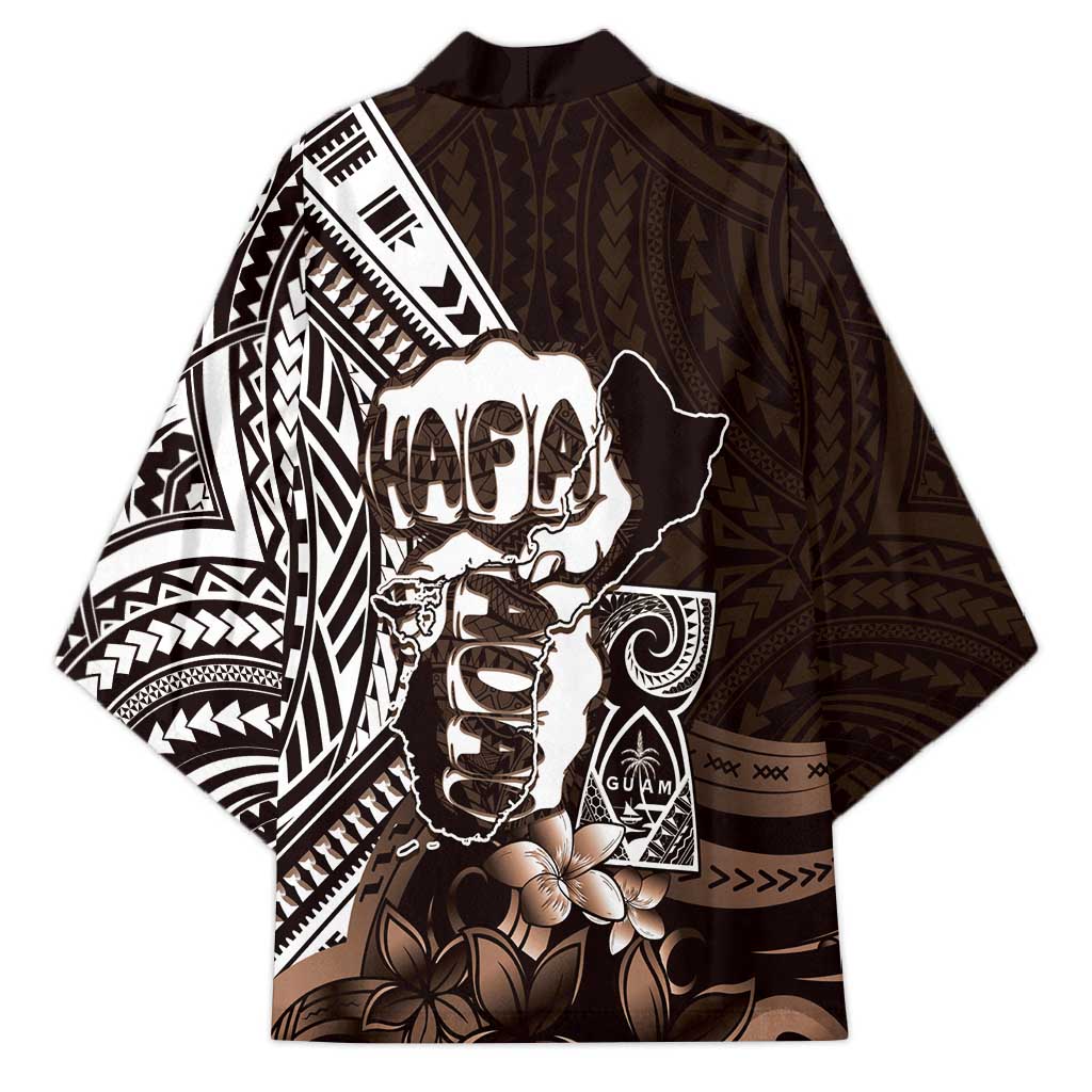 Hafa Adai Guam Discovery Day Kimono Chamorro Latte Stone Hand Brown Version