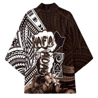 Hafa Adai Guam Discovery Day Kimono Chamorro Latte Stone Hand Brown Version