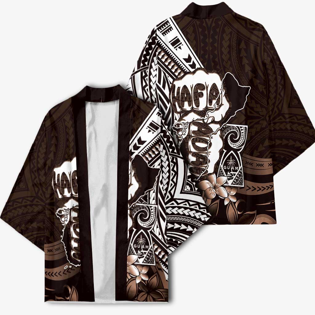 Hafa Adai Guam Discovery Day Kimono Chamorro Latte Stone Hand Brown Version