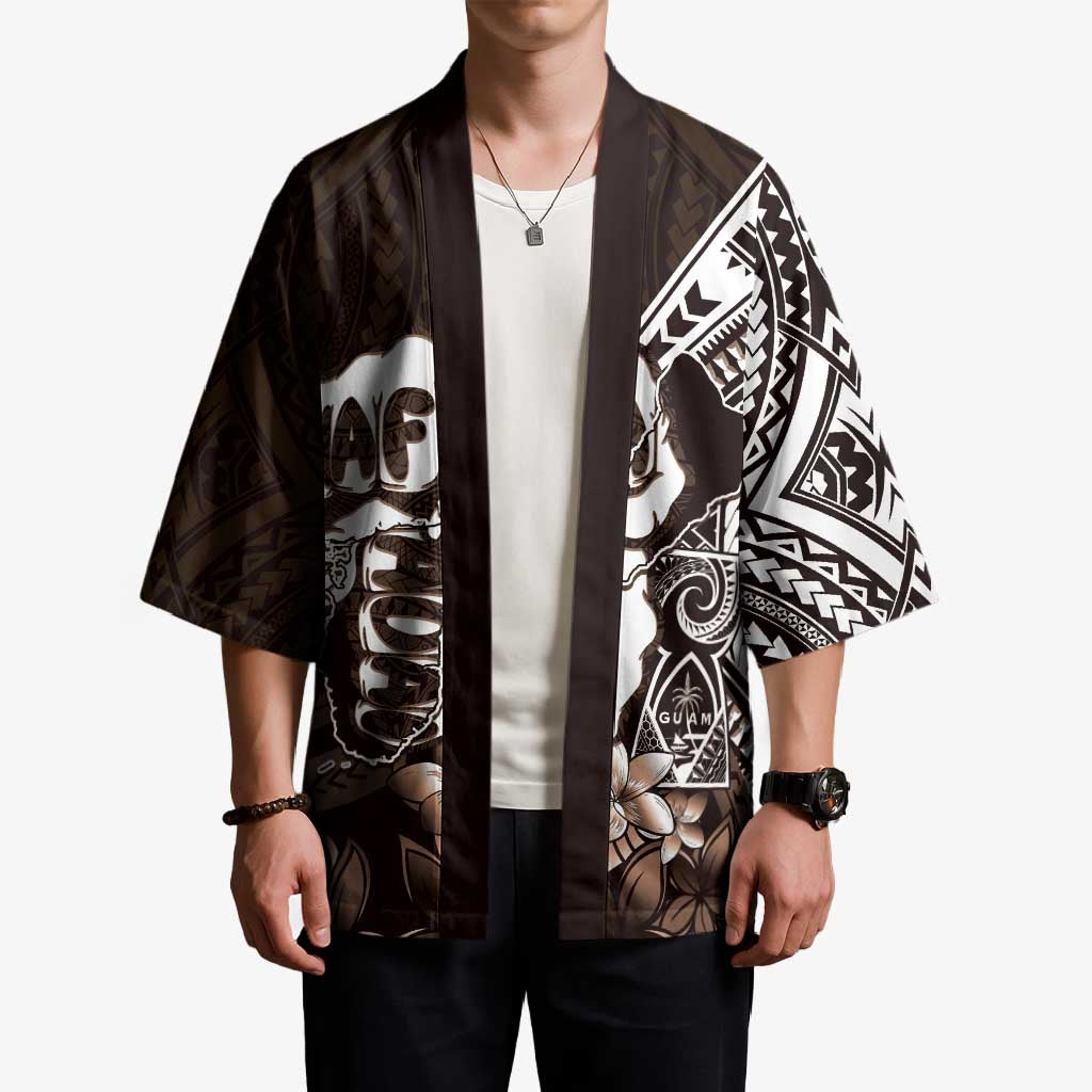 Hafa Adai Guam Discovery Day Kimono Chamorro Latte Stone Hand Brown Version