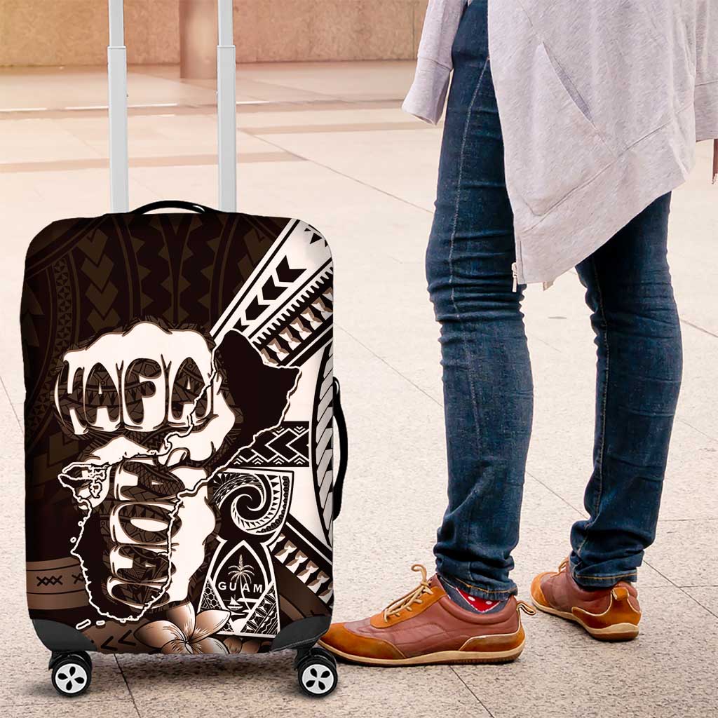 Hafa Adai Guam Discovery Day Luggage Cover Chamorro Latte Stone Hand Brown Version