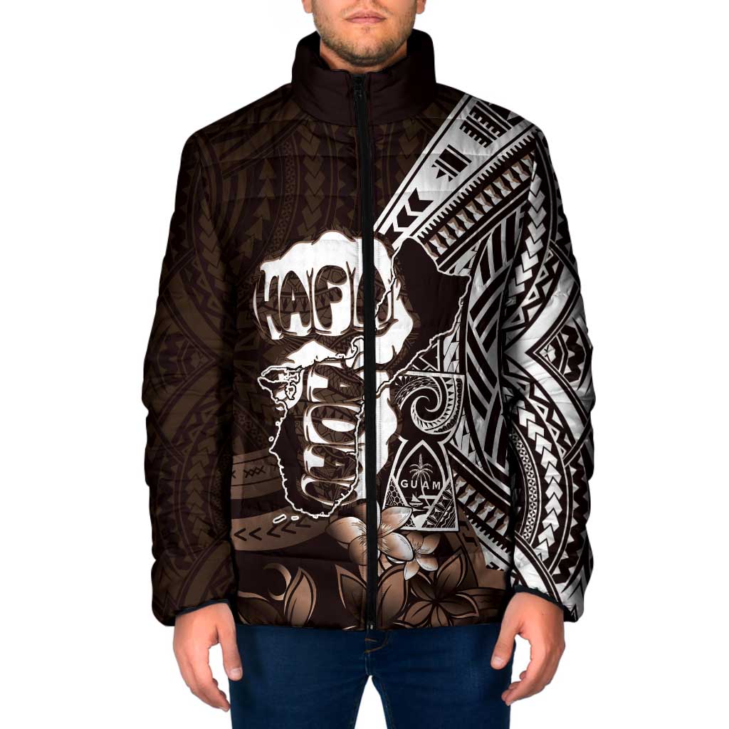 Hafa Adai Guam Discovery Day Padded Jacket Chamorro Latte Stone Hand Brown Version