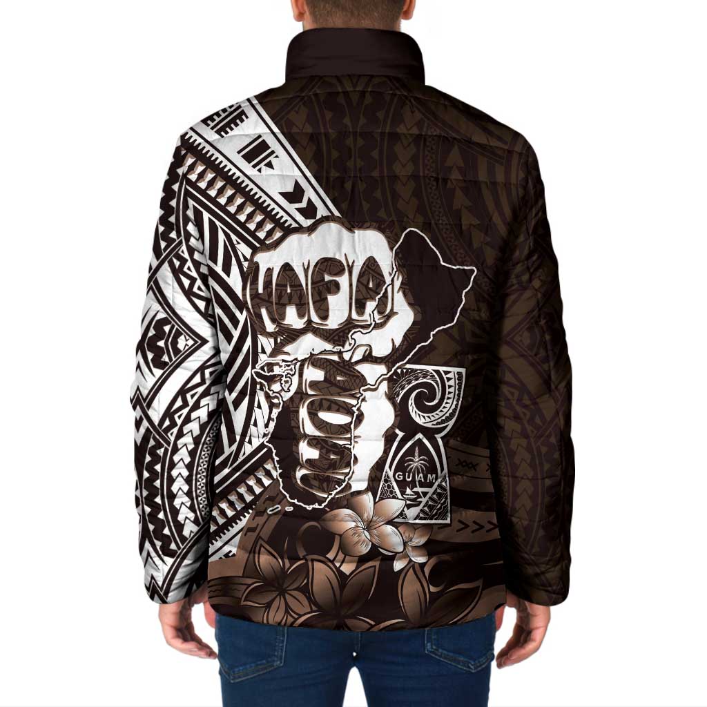 Hafa Adai Guam Discovery Day Padded Jacket Chamorro Latte Stone Hand Brown Version