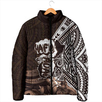 Hafa Adai Guam Discovery Day Padded Jacket Chamorro Latte Stone Hand Brown Version