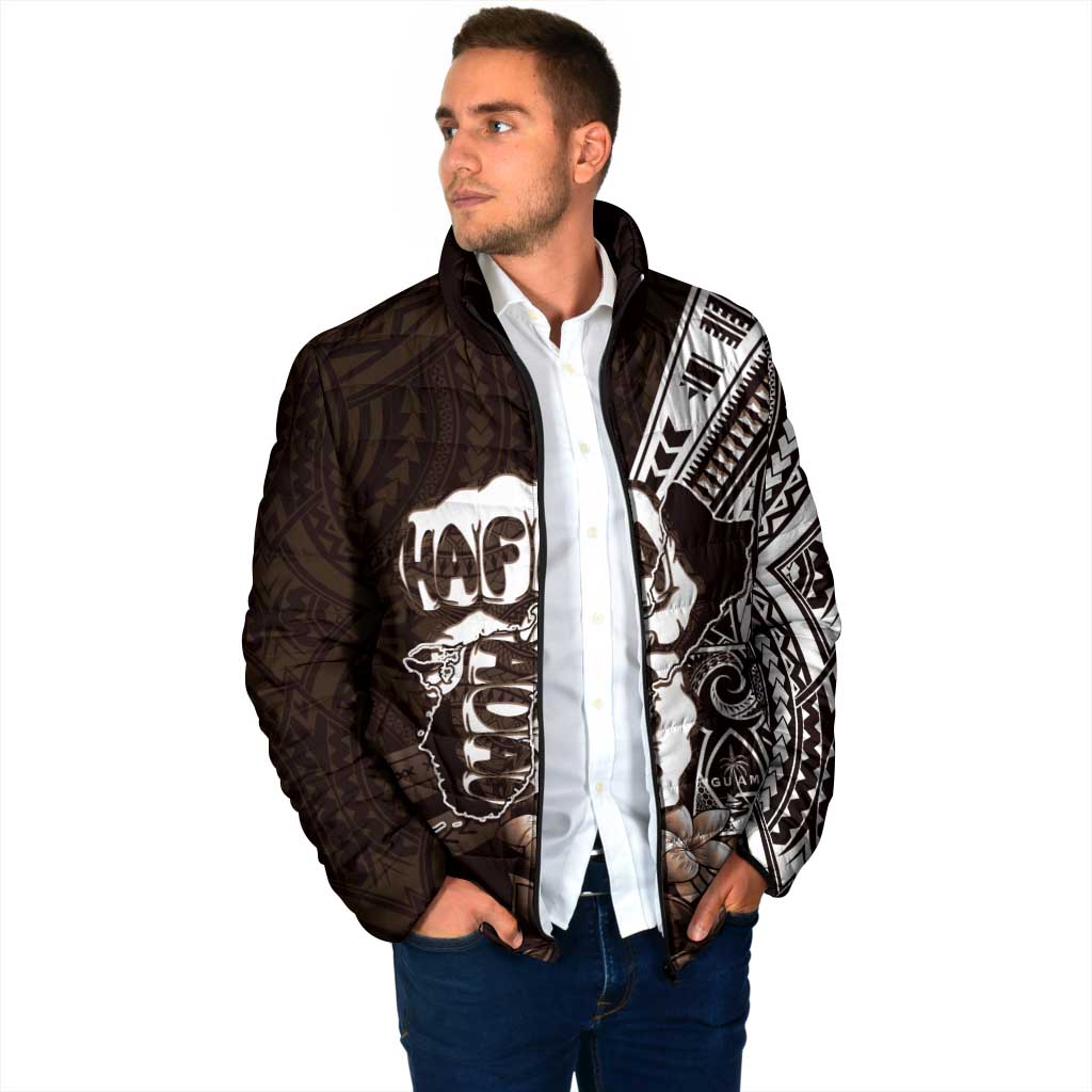 Hafa Adai Guam Discovery Day Padded Jacket Chamorro Latte Stone Hand Brown Version
