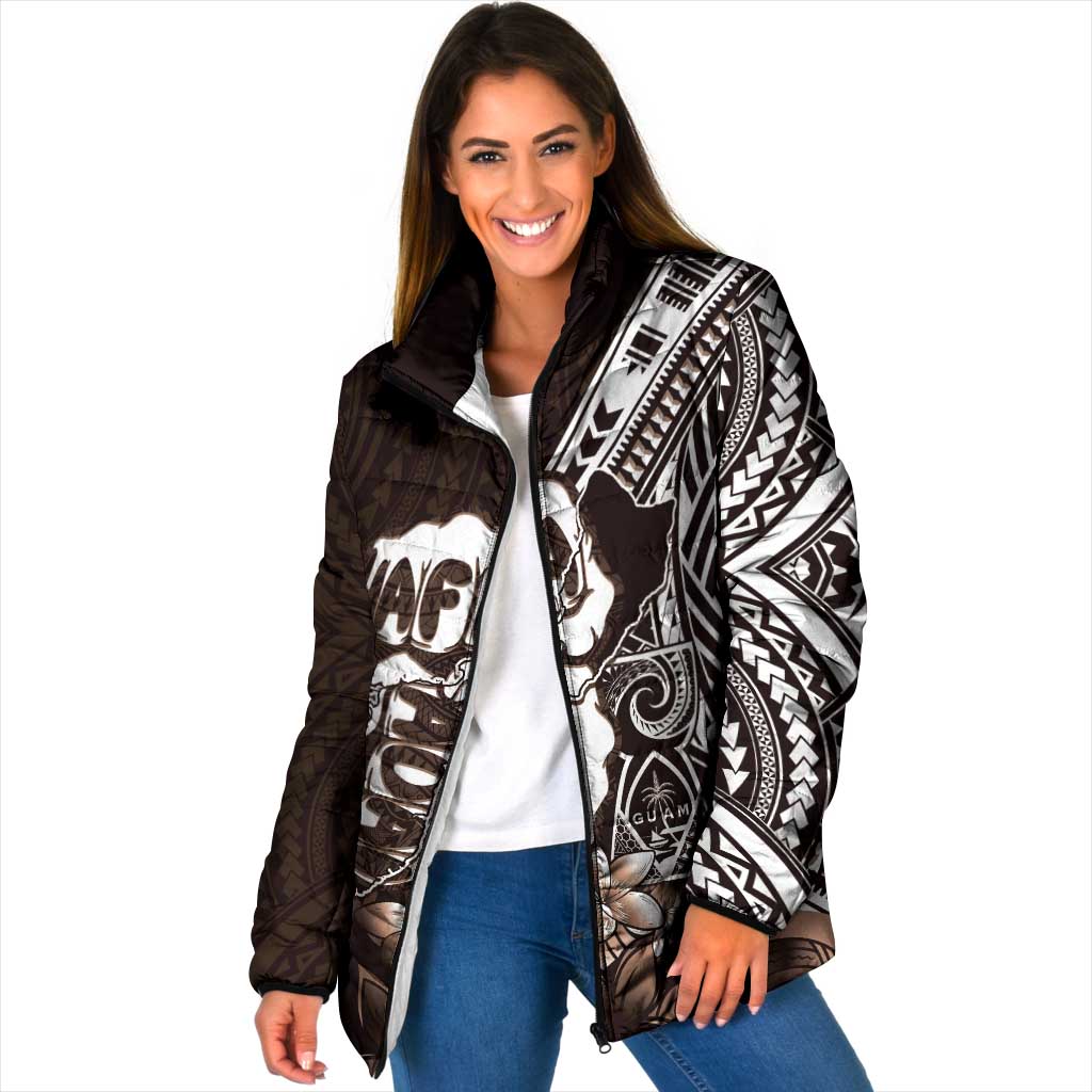 Hafa Adai Guam Discovery Day Padded Jacket Chamorro Latte Stone Hand Brown Version