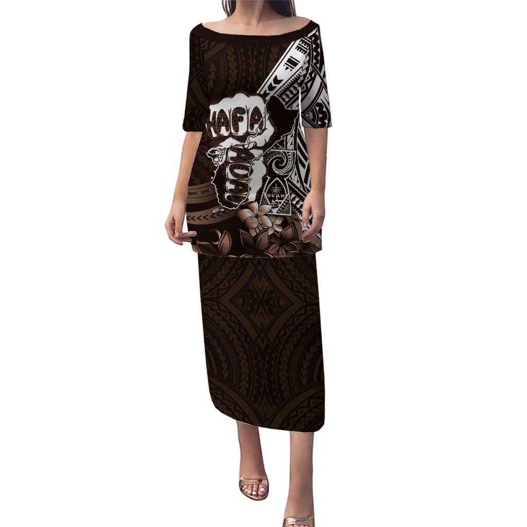 Hafa Adai Guam Discovery Day Puletasi Chamorro Latte Stone Hand Brown Version