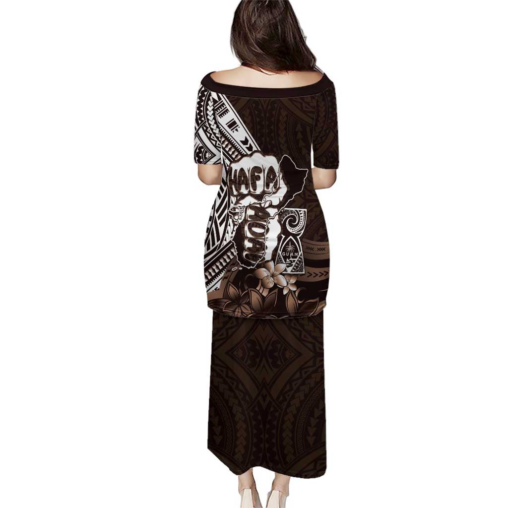 Hafa Adai Guam Discovery Day Puletasi Chamorro Latte Stone Hand Brown Version