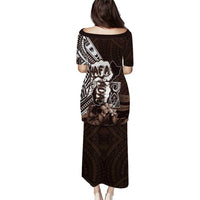 Hafa Adai Guam Discovery Day Puletasi Chamorro Latte Stone Hand Brown Version
