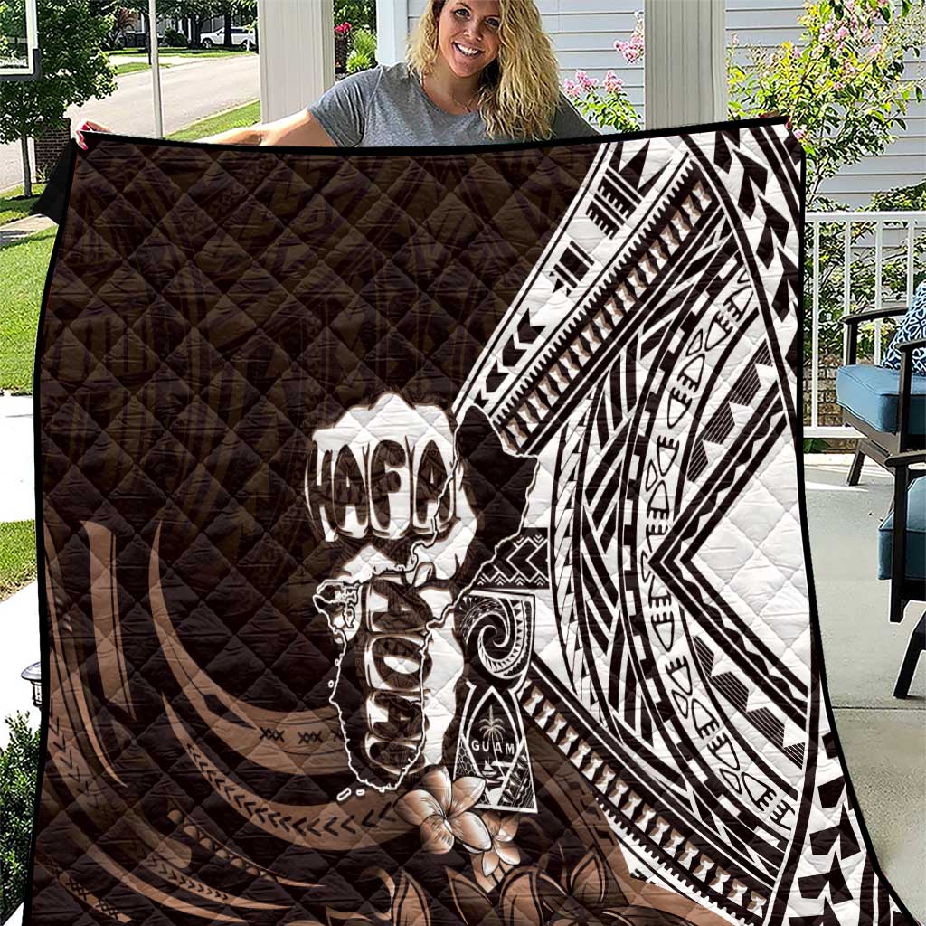 Hafa Adai Guam Discovery Day Quilt Chamorro Latte Stone Hand Brown Version