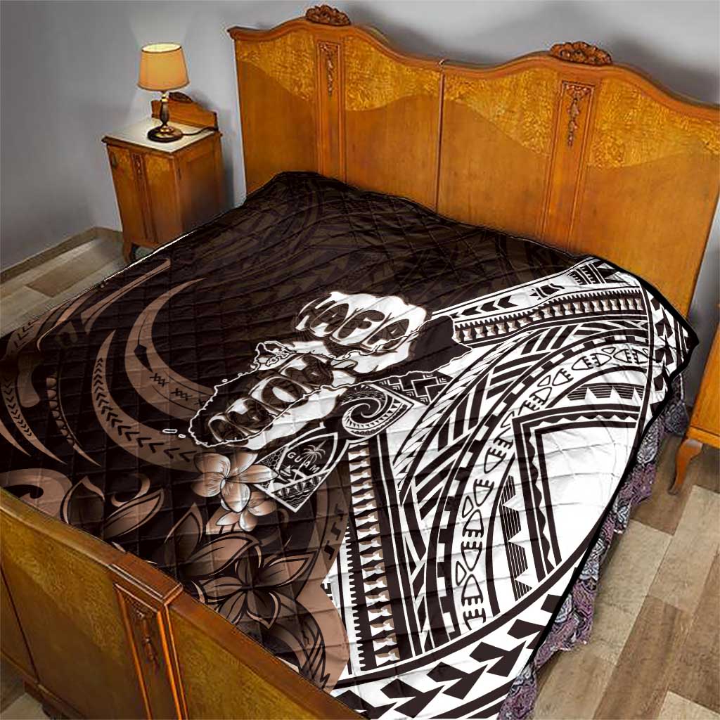 Hafa Adai Guam Discovery Day Quilt Chamorro Latte Stone Hand Brown Version