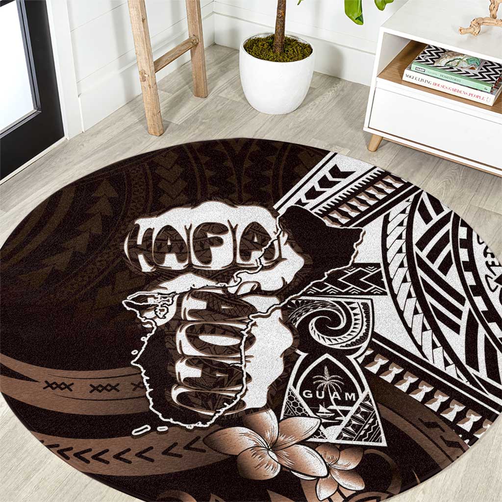 Hafa Adai Guam Discovery Day Round Carpet Chamorro Latte Stone Hand Brown Version