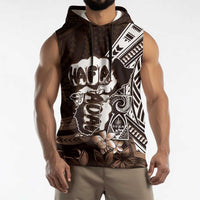 Hafa Adai Guam Discovery Day Sleeveless Hoodie Chamorro Latte Stone Hand Brown Version