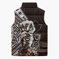 Hafa Adai Guam Discovery Day Sleeveless Puffer Jacket Chamorro Latte Stone Hand Brown Version