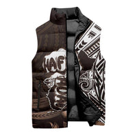 Hafa Adai Guam Discovery Day Sleeveless Puffer Jacket Chamorro Latte Stone Hand Brown Version