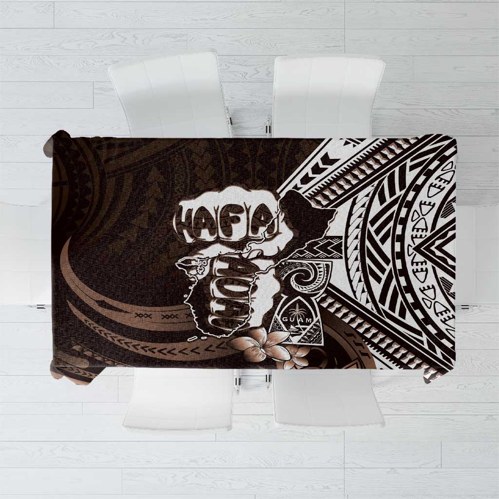 Hafa Adai Guam Discovery Day Tablecloth Chamorro Latte Stone Hand Brown Version