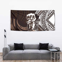 Hafa Adai Guam Discovery Day Tapestry Chamorro Latte Stone Hand Brown Version