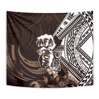 Hafa Adai Guam Discovery Day Tapestry Chamorro Latte Stone Hand Brown Version