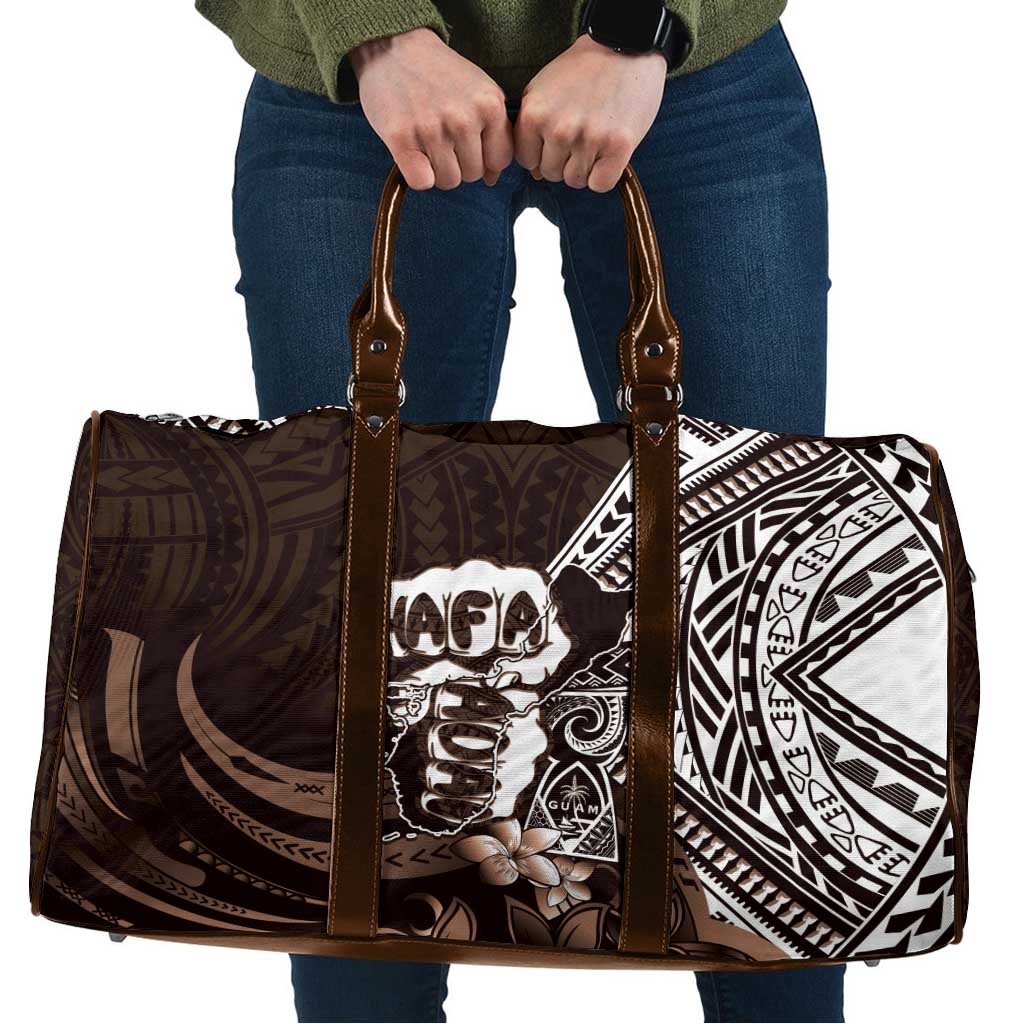 Hafa Adai Guam Discovery Day Travel Bag Chamorro Latte Stone Hand Brown Version