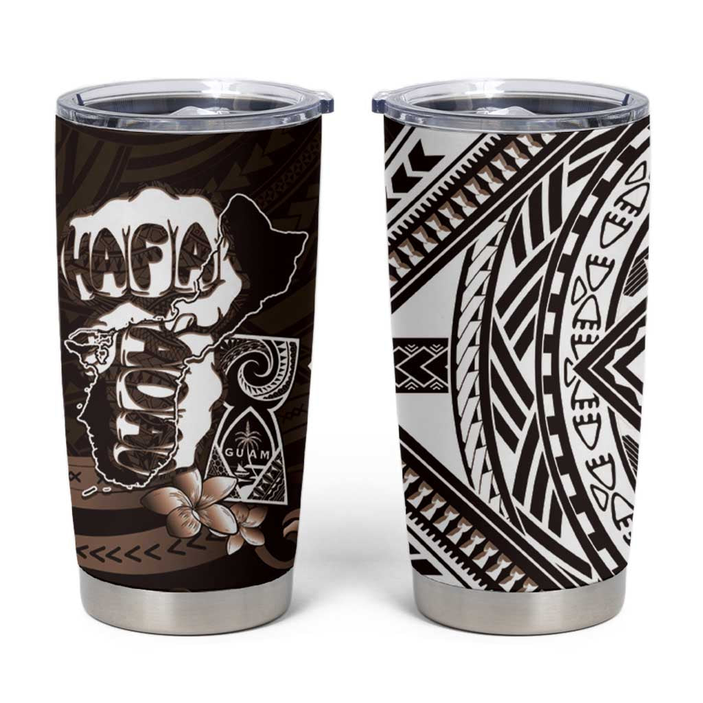 Hafa Adai Guam Discovery Day Tumbler Cup Chamorro Latte Stone Hand Brown Version