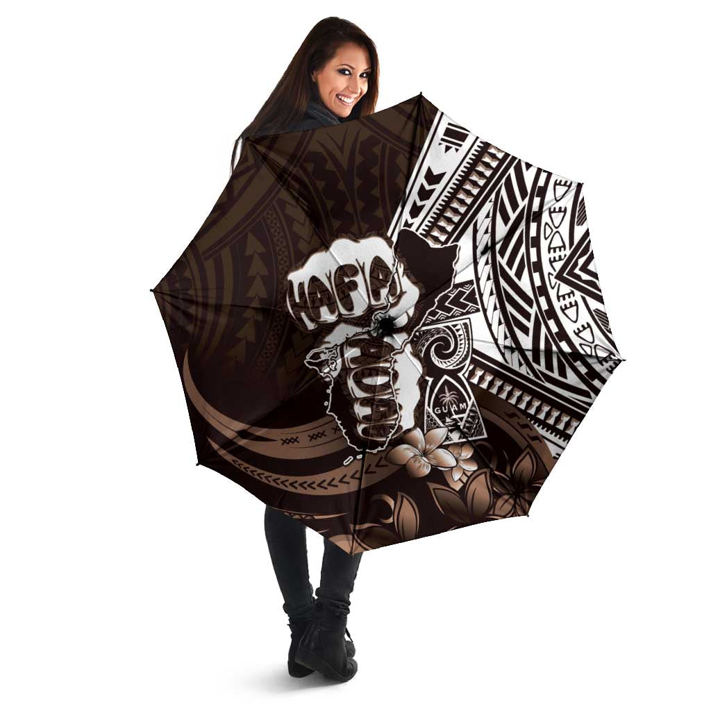 Hafa Adai Guam Discovery Day Umbrella Chamorro Latte Stone Hand Brown Version