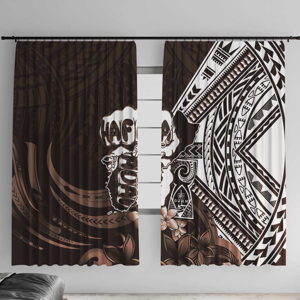Hafa Adai Guam Discovery Day Window Curtain Chamorro Latte Stone Hand Brown Version