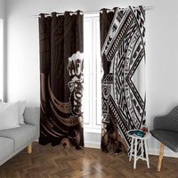 Hafa Adai Guam Discovery Day Window Curtain Chamorro Latte Stone Hand Brown Version