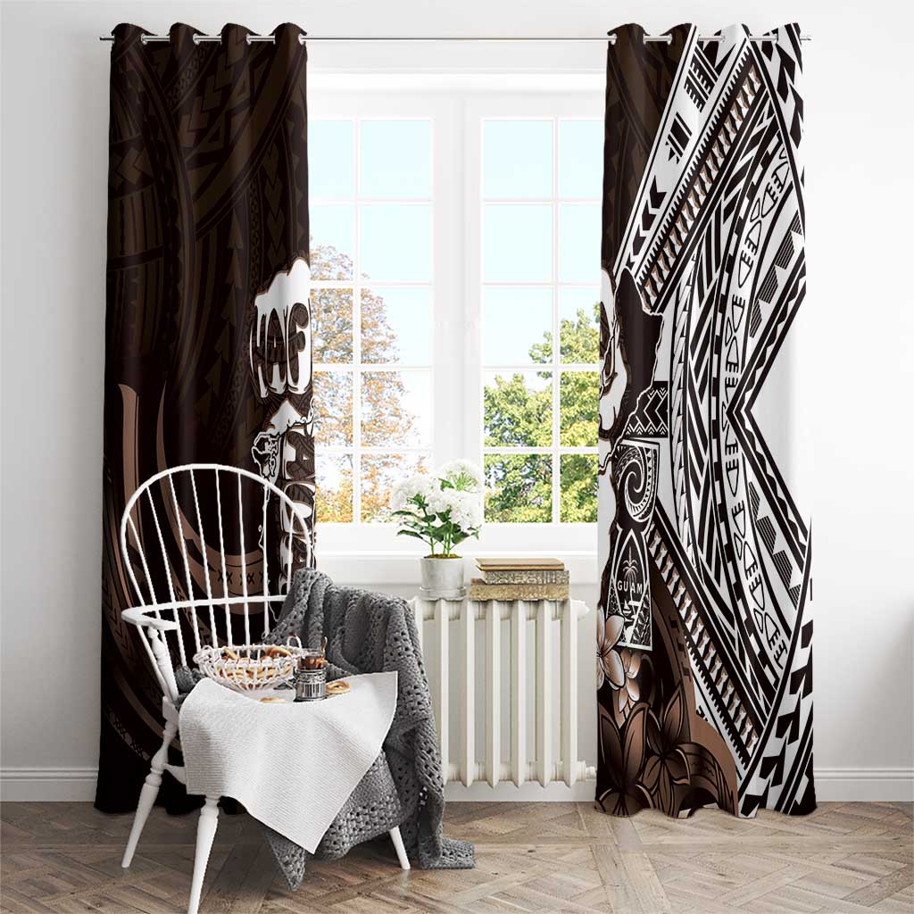 Hafa Adai Guam Discovery Day Window Curtain Chamorro Latte Stone Hand Brown Version