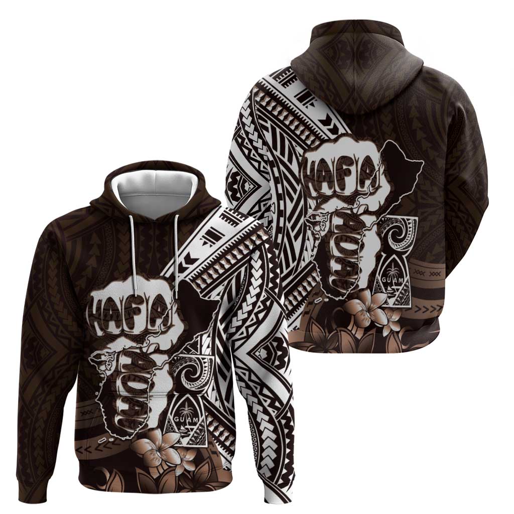 Hafa Adai Guam Discovery Day Zip Hoodie Chamorro Latte Stone Hand Brown Version