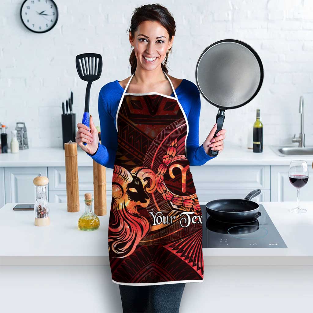 Personalised Polynesia Zodiac Aries Apron Galaxy Polynesian Pattern Chest Tattoo Style