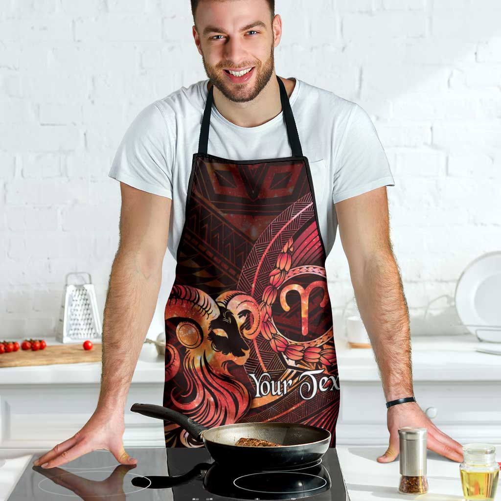 Personalised Polynesia Zodiac Aries Apron Galaxy Polynesian Pattern Chest Tattoo Style