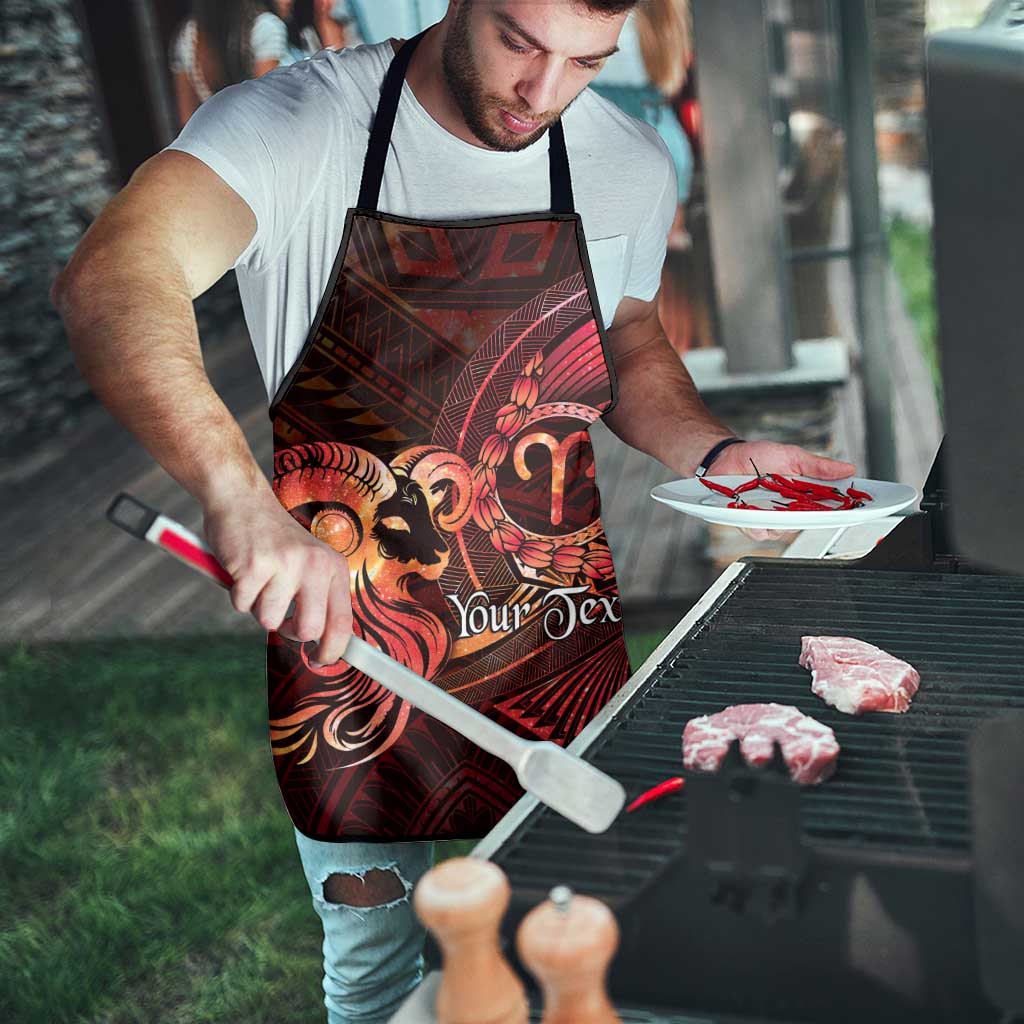 Personalised Polynesia Zodiac Aries Apron Galaxy Polynesian Pattern Chest Tattoo Style