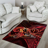 Personalised Polynesia Zodiac Aries Area Rug Galaxy Polynesian Pattern Chest Tattoo Style